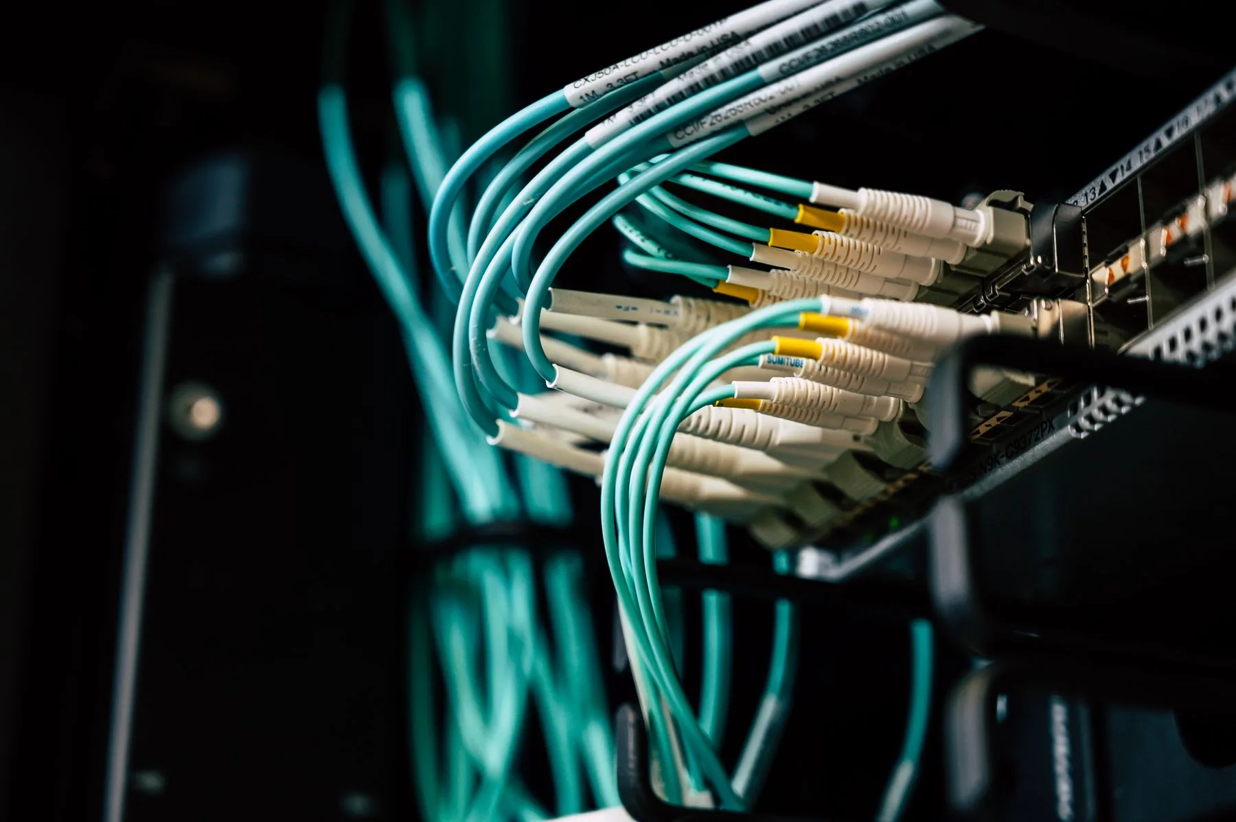 Connected cables and network equipment representing physical connectivity infrastructure